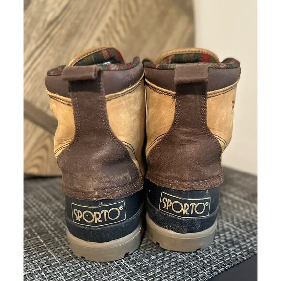 VTG Sporto Women's Size 8M Shoes Brown Black Leather Lace Up Duck Rain Boots - Picture 5 of 6